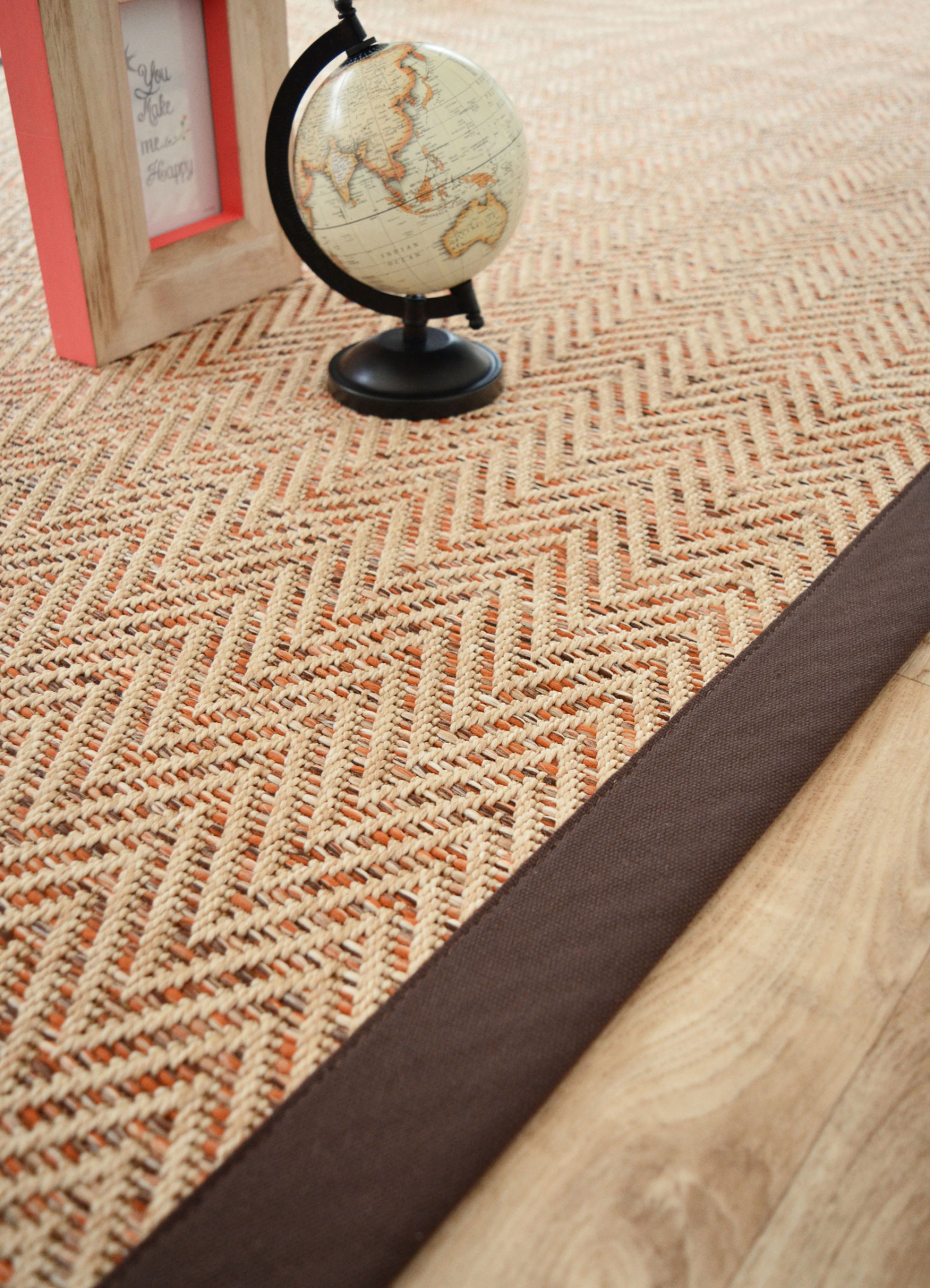 Tapis sur mesure Tissé plat Java Chevron nature