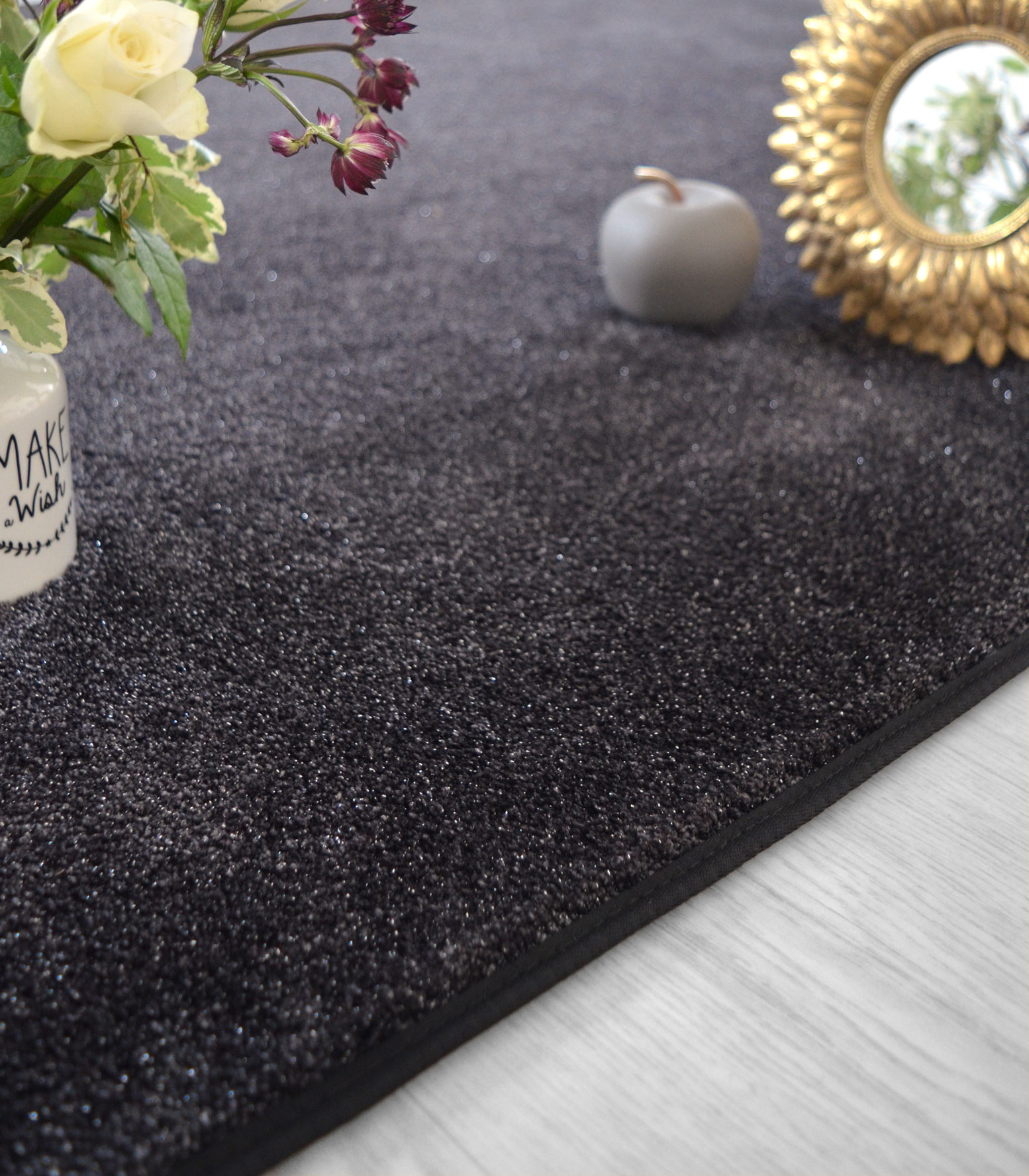 Tapis sur mesure Paillettes Star noir