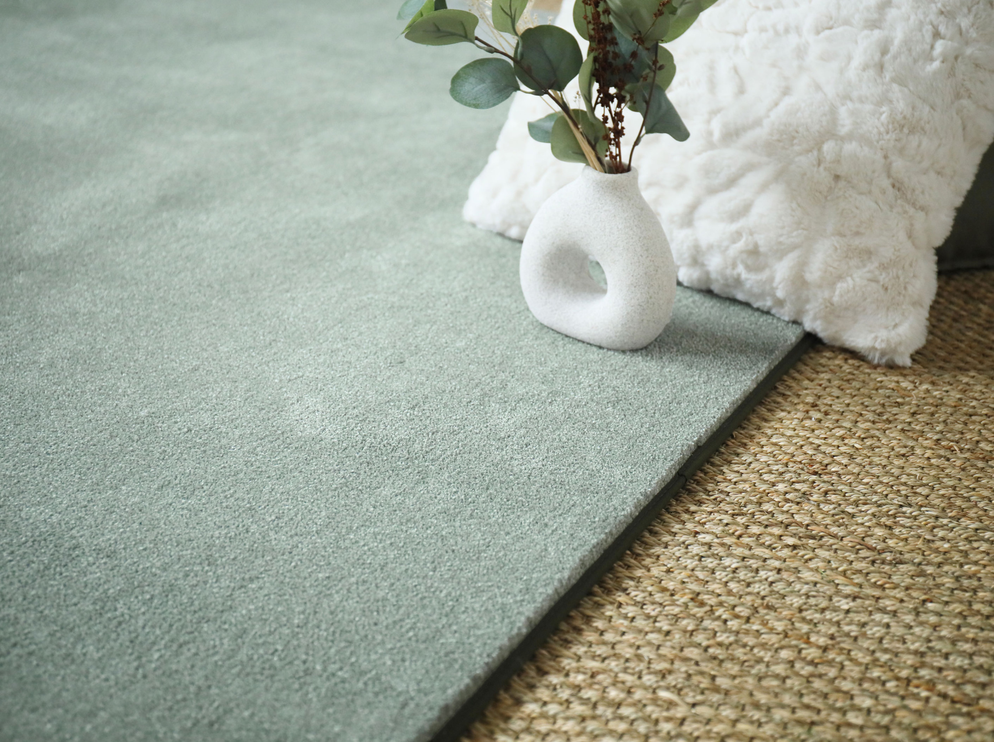 Tapis sur mesure doux Hypnose vert sauge