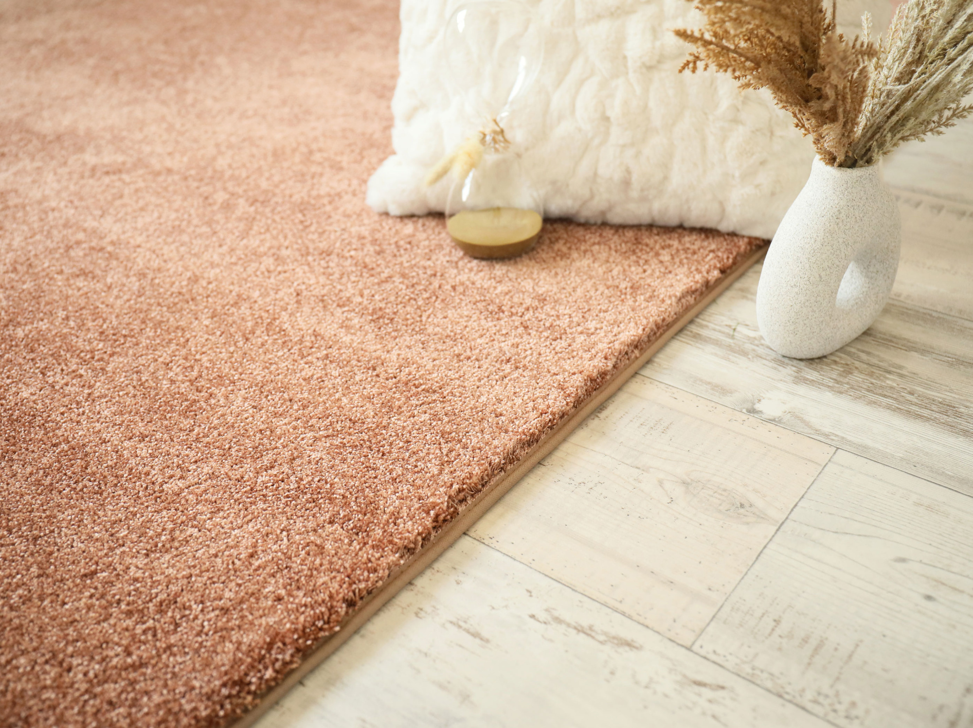 Tapis sur mesure doux poils longs - Touch rose corail