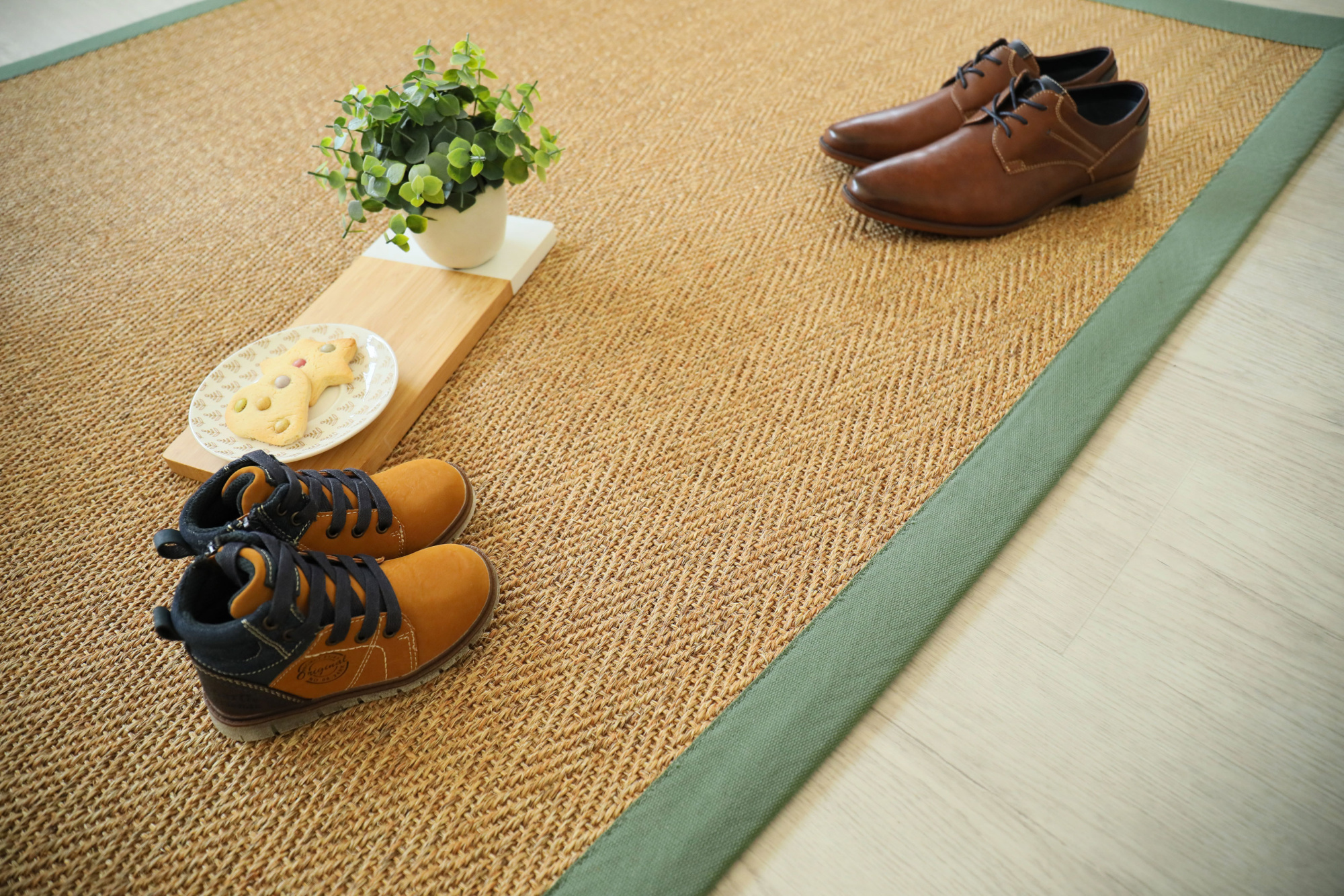 Tapis sur mesure Sisal Veracruz Chevron écru