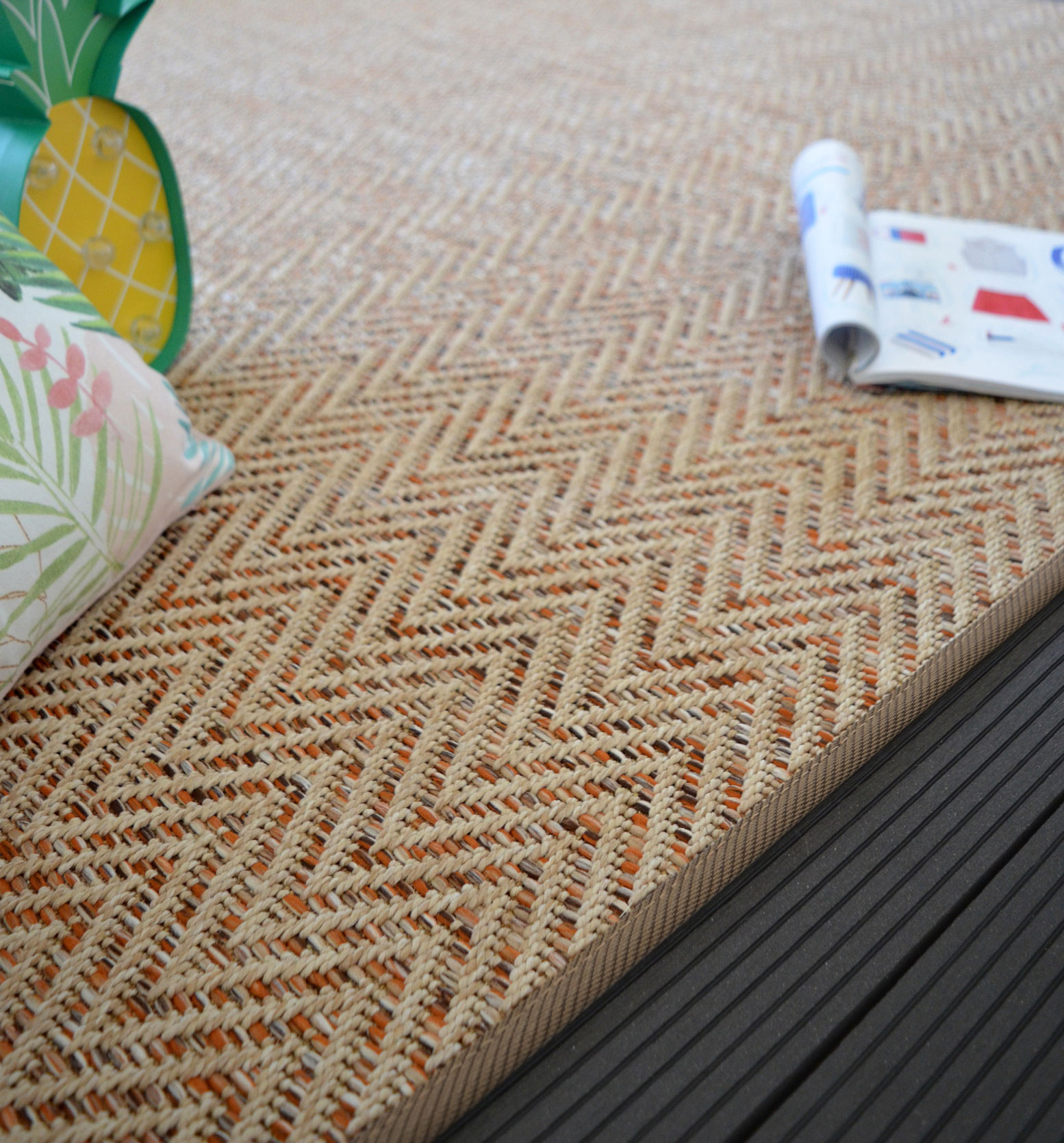 Tapis sur mesure Tissé plat Java Chevron nature