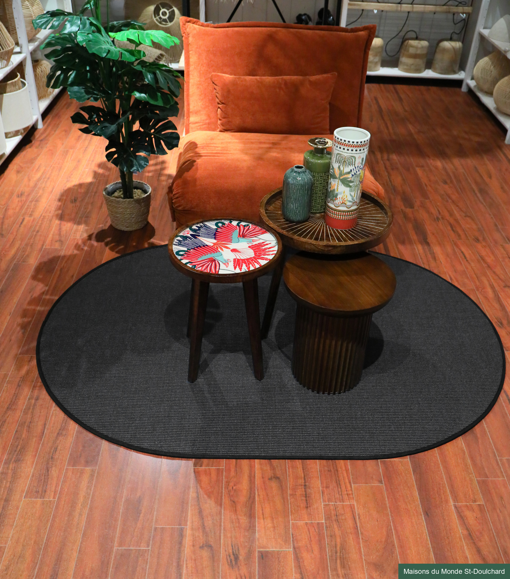 Tapis sur mesure Sisal - Yucatan couleur gris foncé - Vue de près