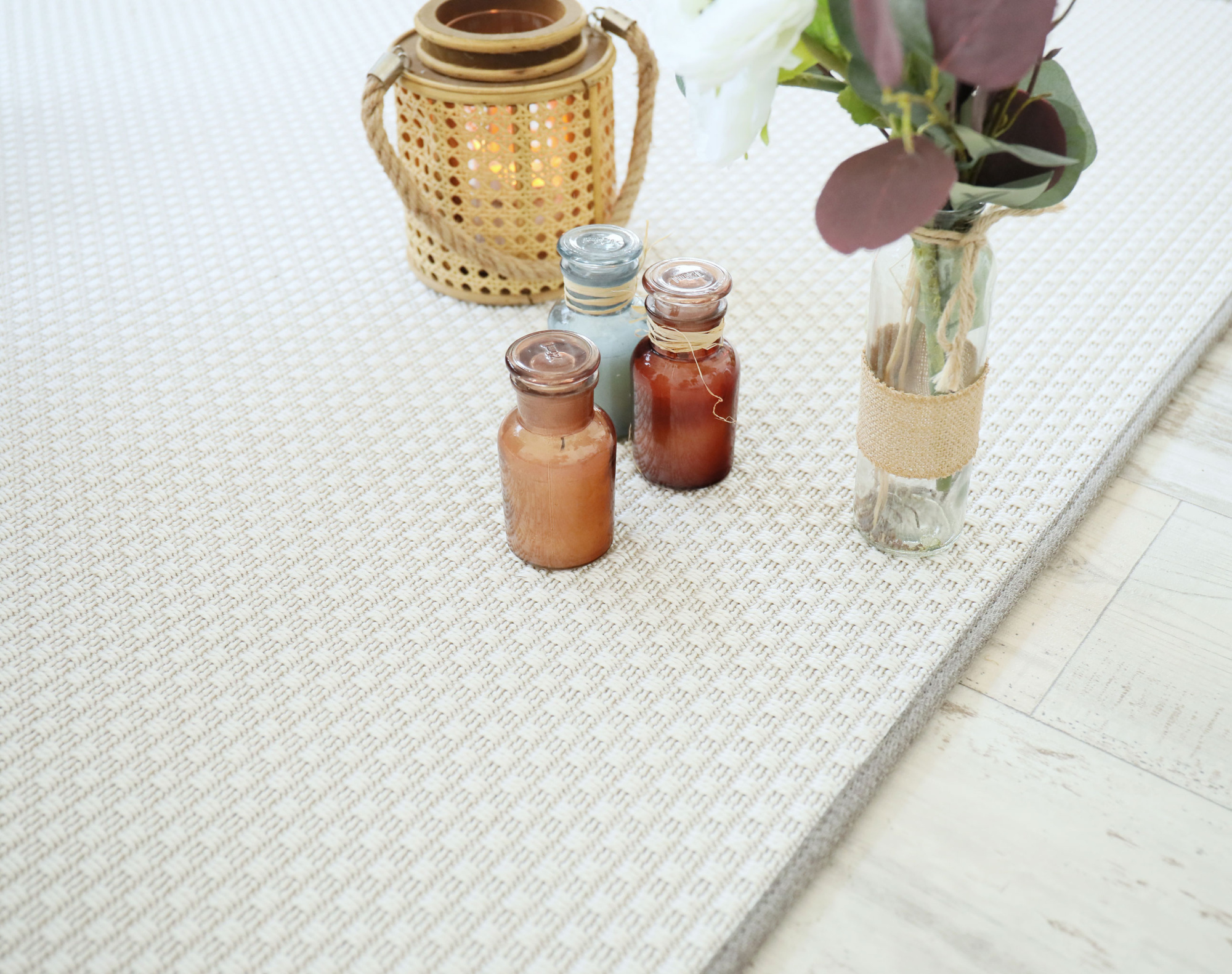 Tapis sur mesure Tissé plat natté Sumatra - blanc