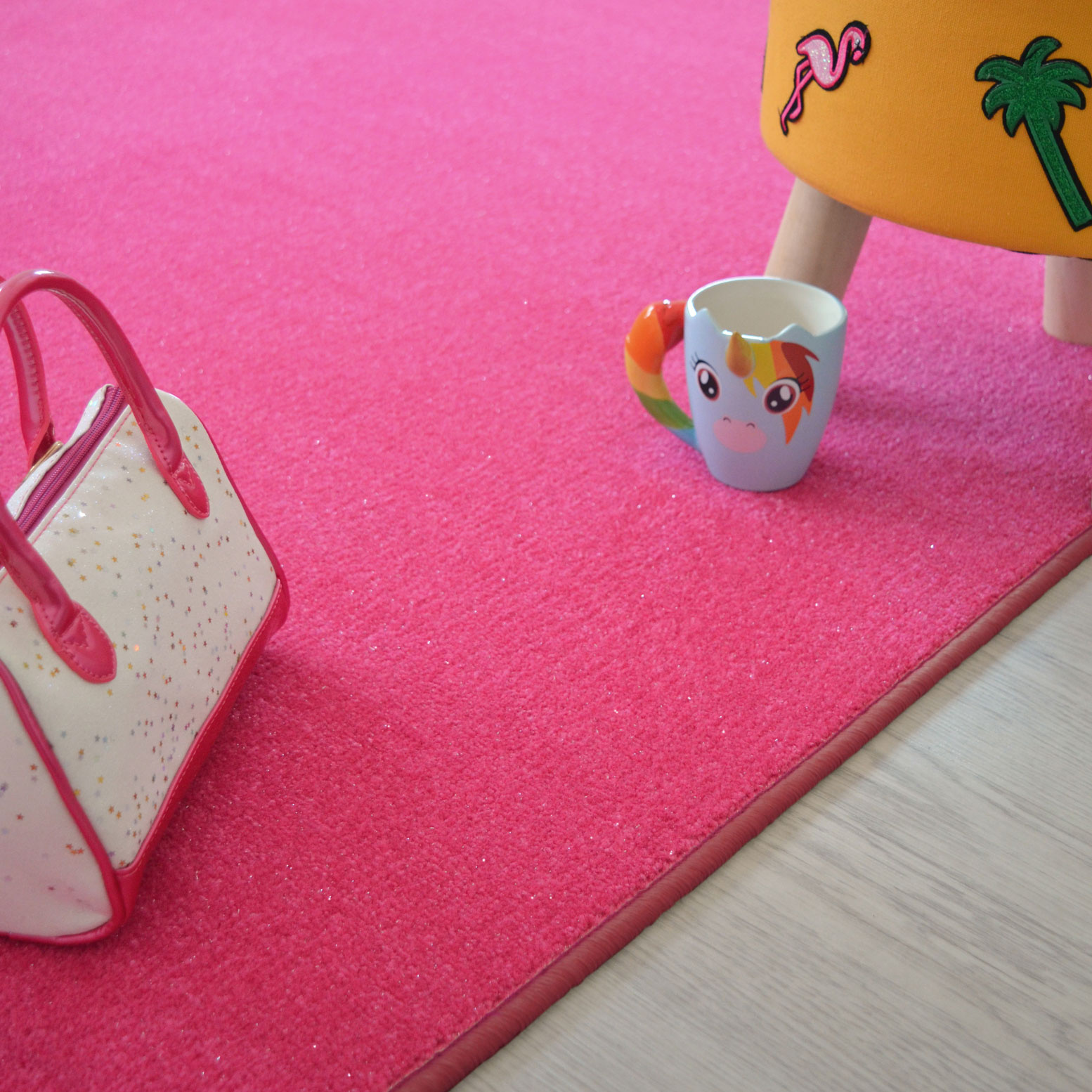 Tapis sur mesure Pailleté Flash rose