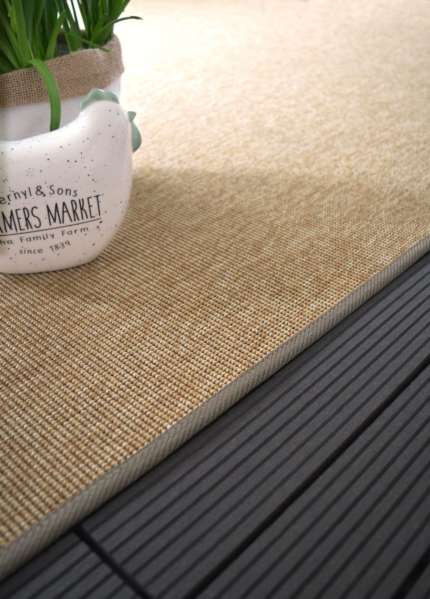 Tapis sur mesure Tissé plat Mahé - Naturel