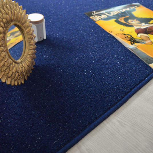 Tapis sur mesure Pailleté Flash bleu