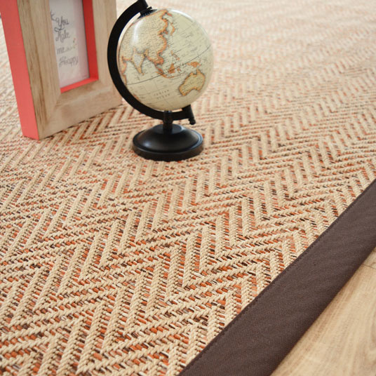 Tapis sur mesure Tissé plat Java Chevron nature