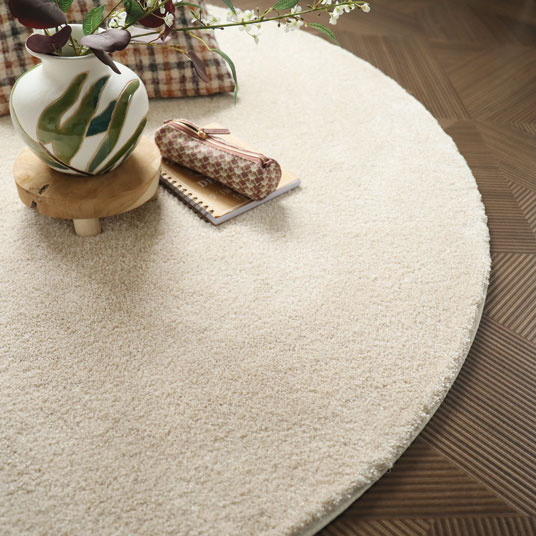 TAPIS SUR MESURE - Beige clair - Galon Polypropylne - Blanc coton