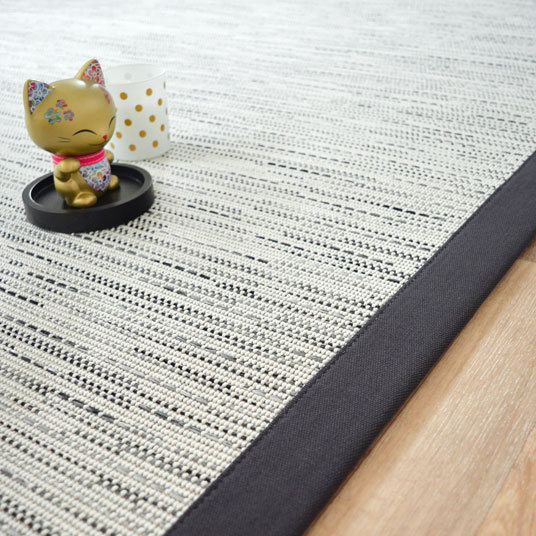 TAPIS SUR MESURE - Blanc - Ganse coton - anthracite