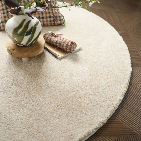 TAPIS SUR MESURE - Beige clair - Galon Polypropylène - Blanc coton