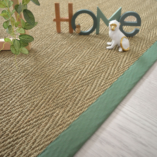 Tapis sur mesure jonc de mer Bihar fin chevron