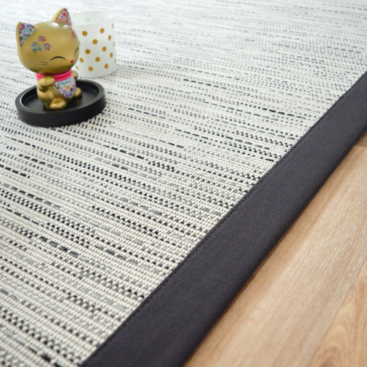 TAPIS SUR MESURE - Blanc - Ganse coton - anthracite
