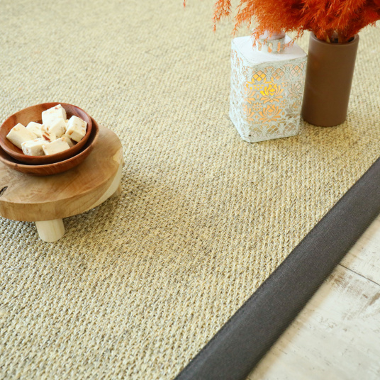 Tapis sur mesure sisal Tulum coloris écru avec motif tissage 1/2 Panama