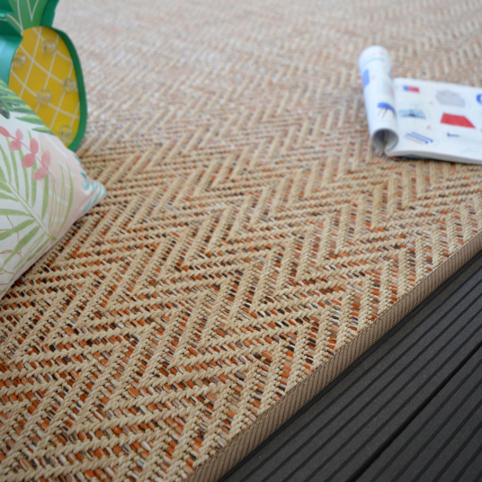 Tapis sur mesure Tissé plat Java Chevron nature