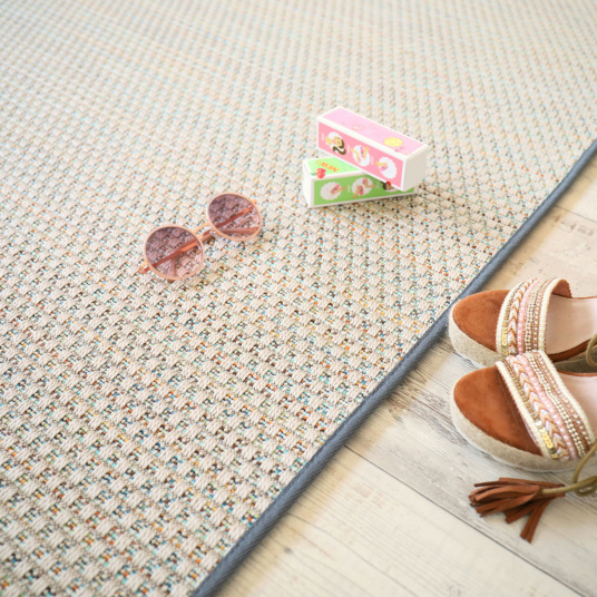 Tapis sur mesure Tissé plat natté Sumatra - Silver Multicolor
