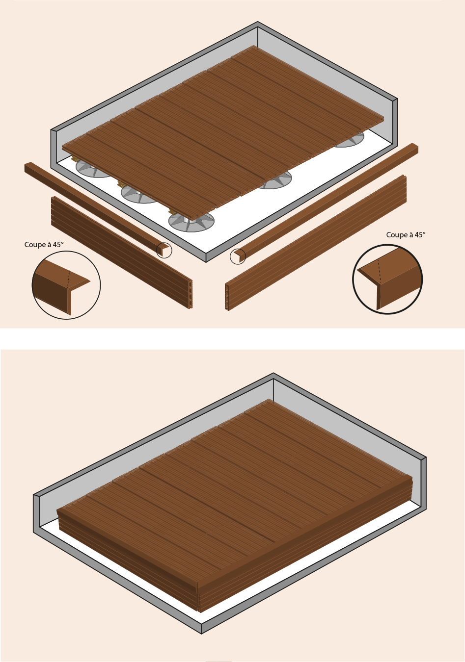 Pose des finitions - cornire bois composite