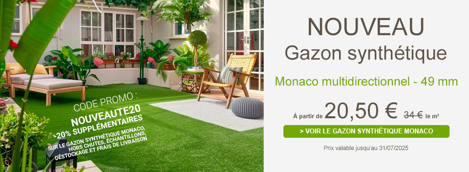Gazon synthétique multidirectionnel Monaco - 49 mm